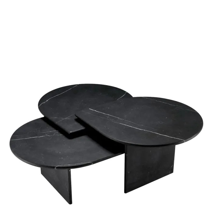 Coffee Table Naples Set Of 3 - Honed Black Marble