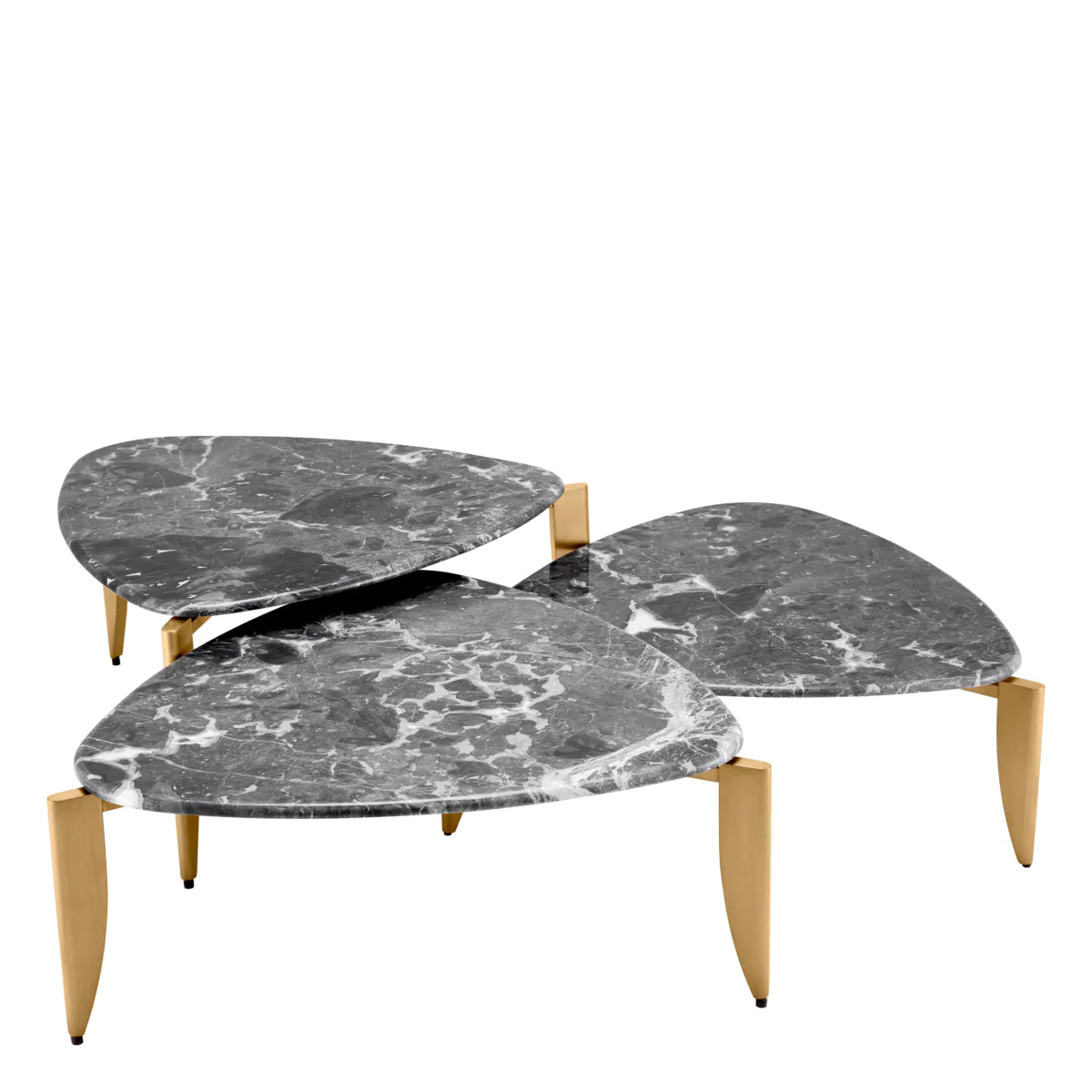 Coffee Table Regioni Set Of 3 - Brushed Brass Finish