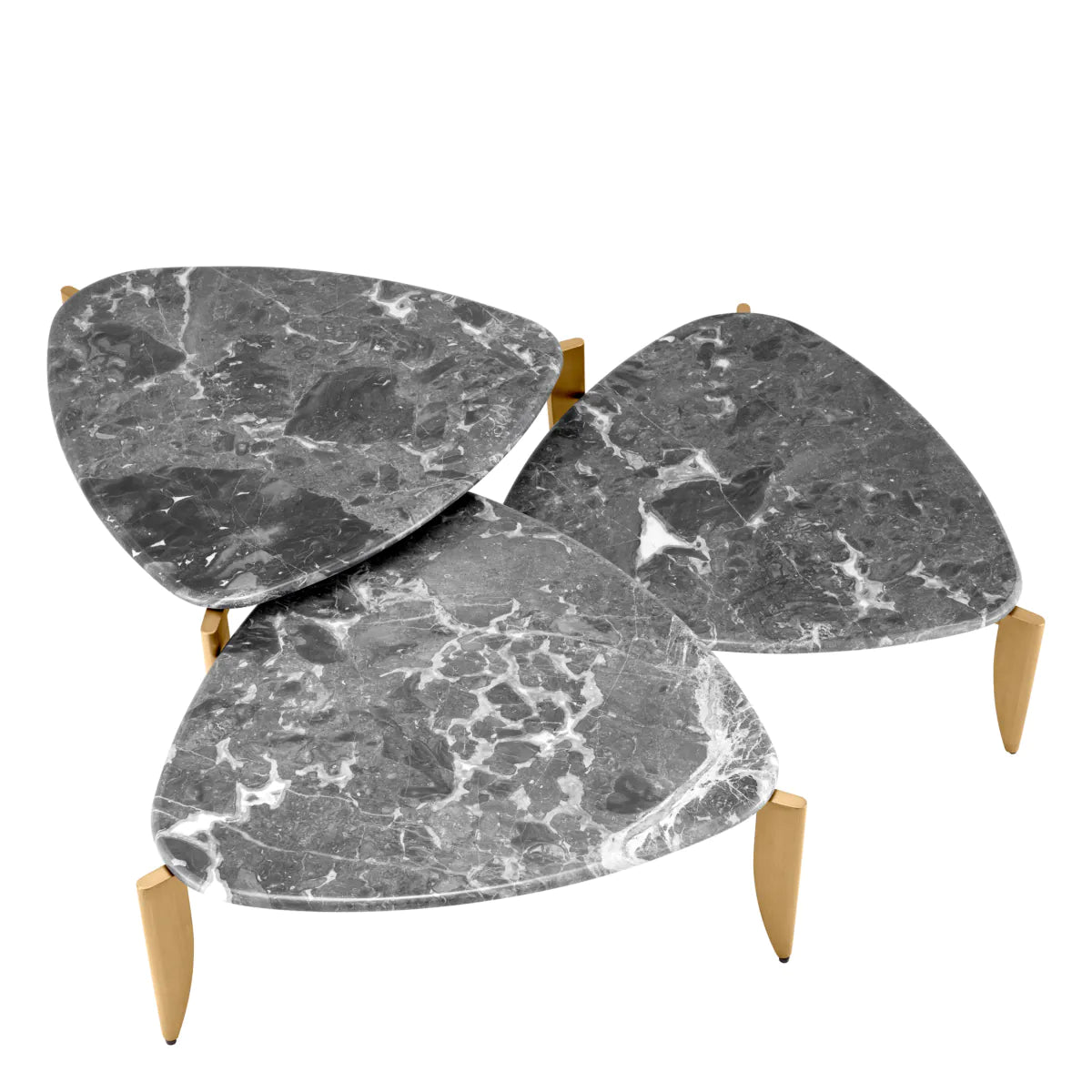 Coffee Table Regioni Set Of 3 - Brushed Brass Finish