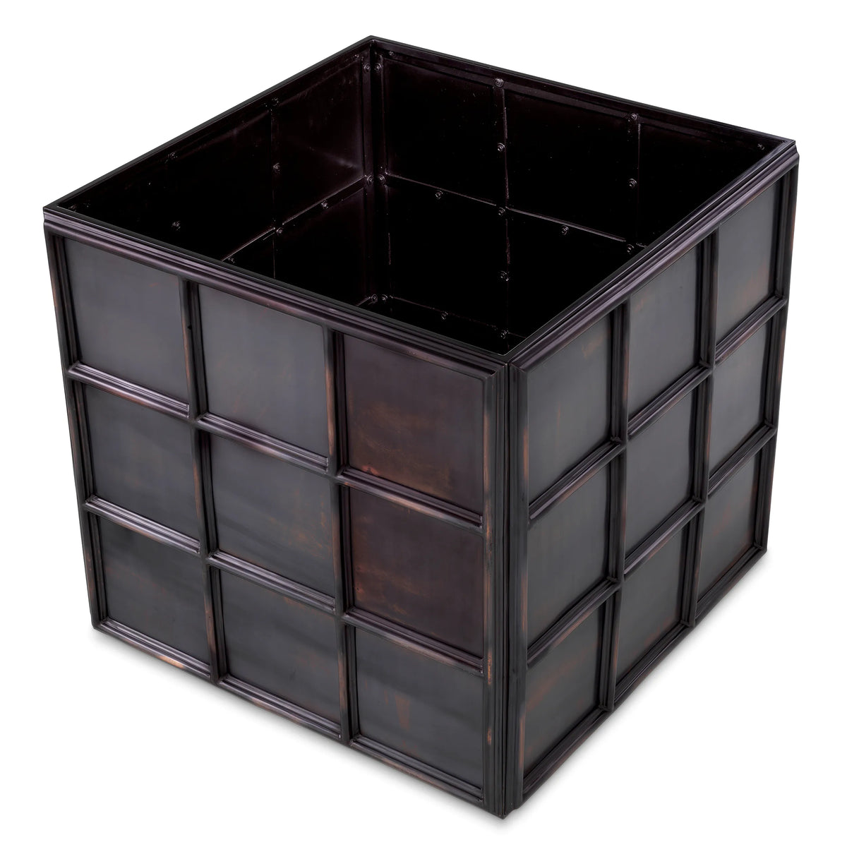 Grid Planter L In Antique Bronze