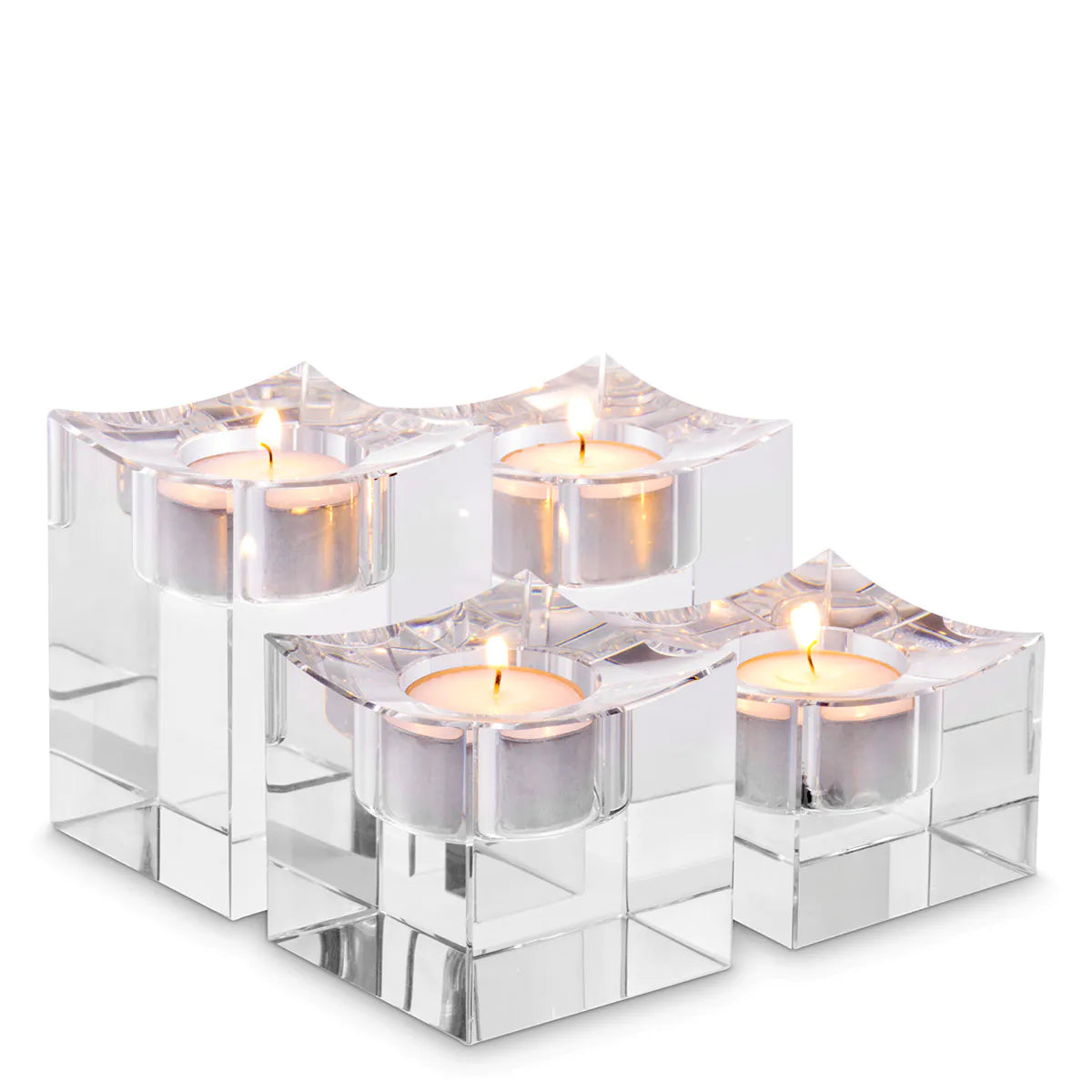 Tealight Holder Giancarlo Low Set Of 4 - Clear Crystal