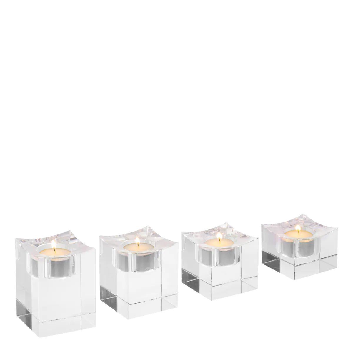 Tealight Holder Giancarlo Low Set Of 4 - Clear Crystal