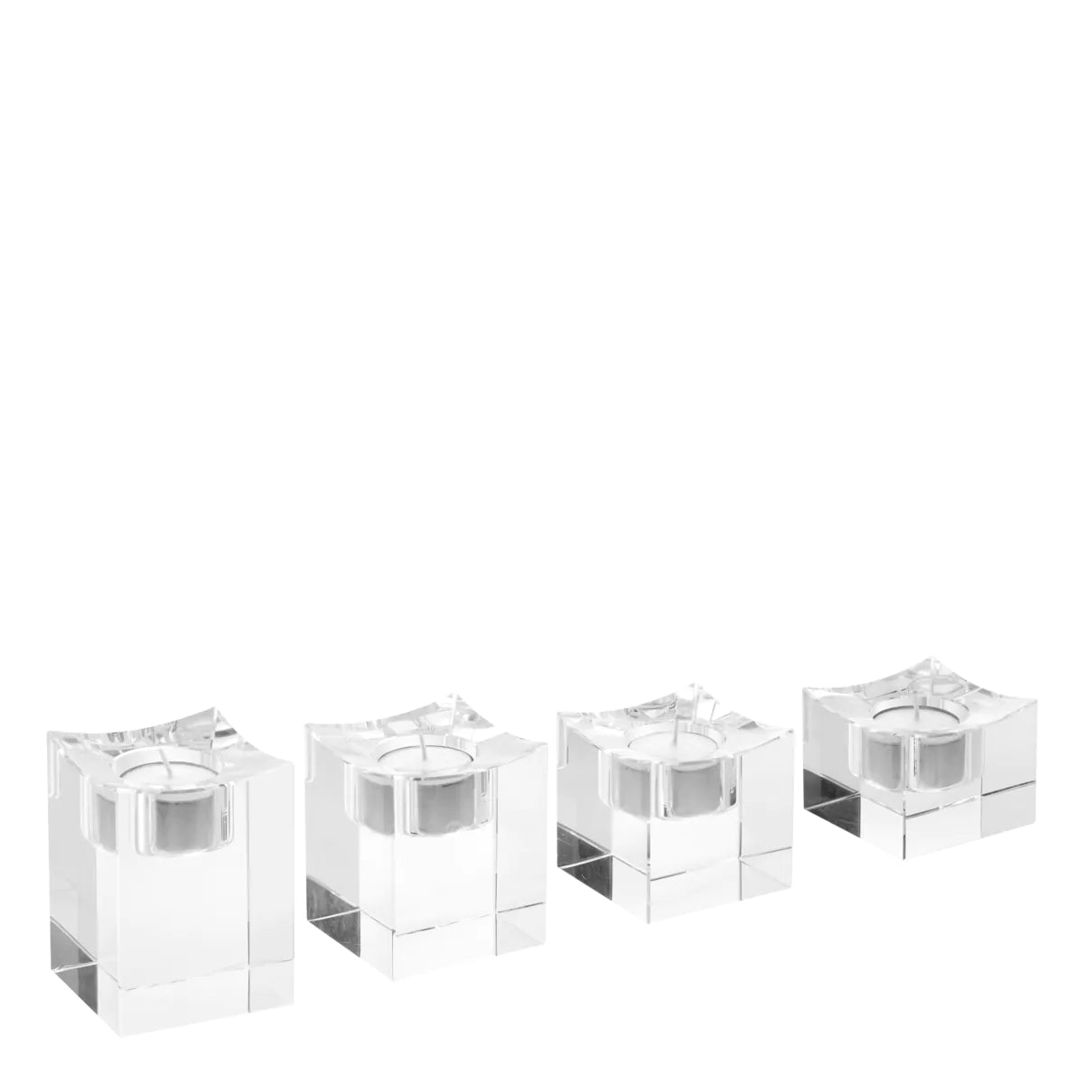 Tealight Holder Giancarlo Low Set Of 4 - Clear Crystal