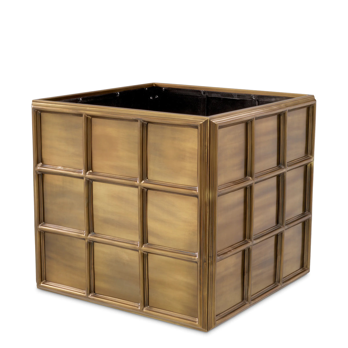 Grid Planter M In Vintage Brass