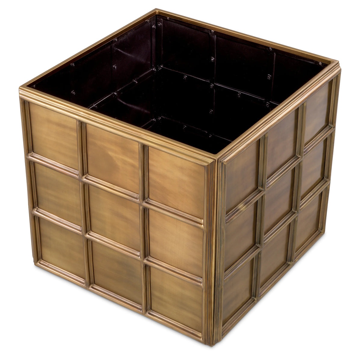 Grid Planter M In Vintage Brass