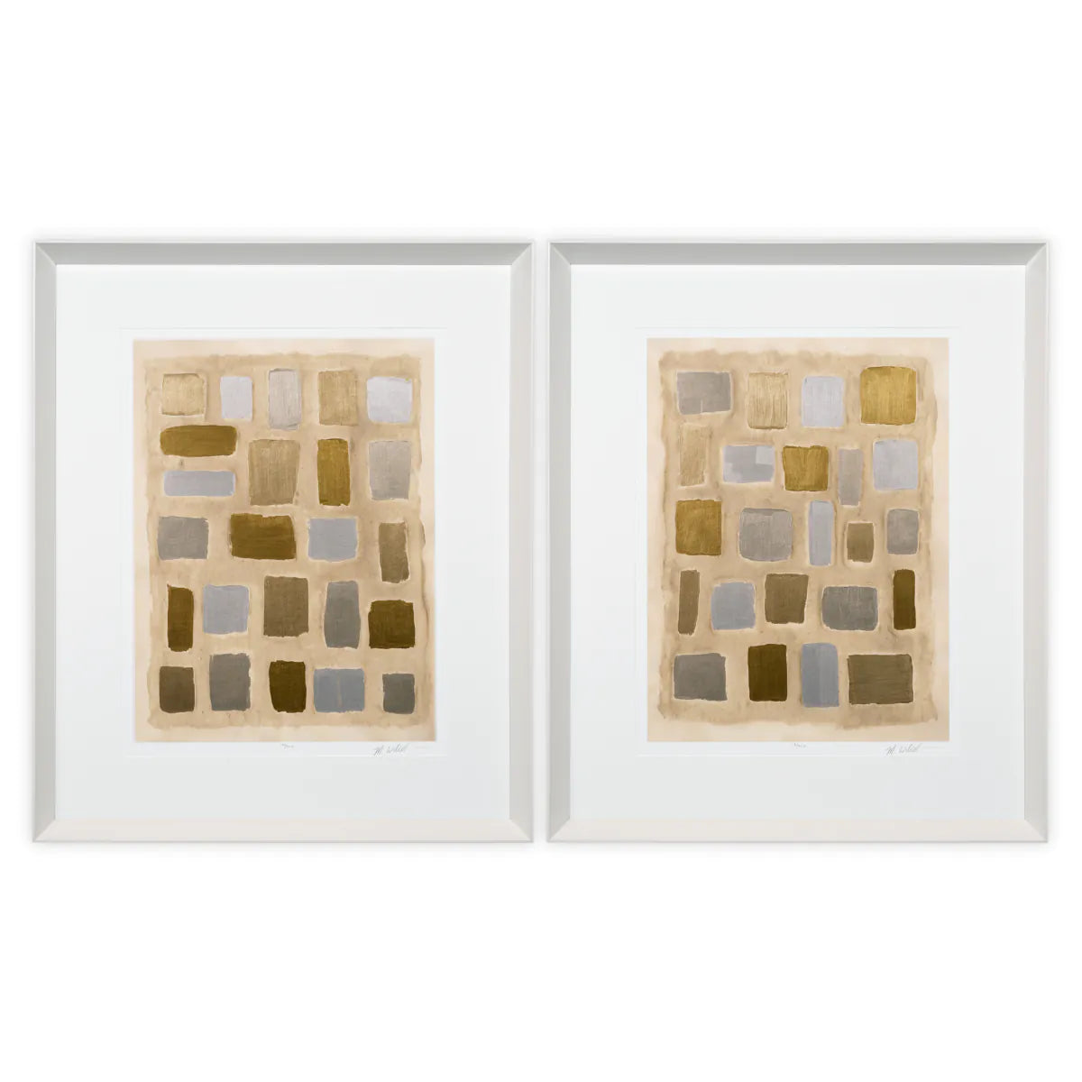 Print Sand Shaped By Michael Willett Set Of 2 - White Wooden Frame