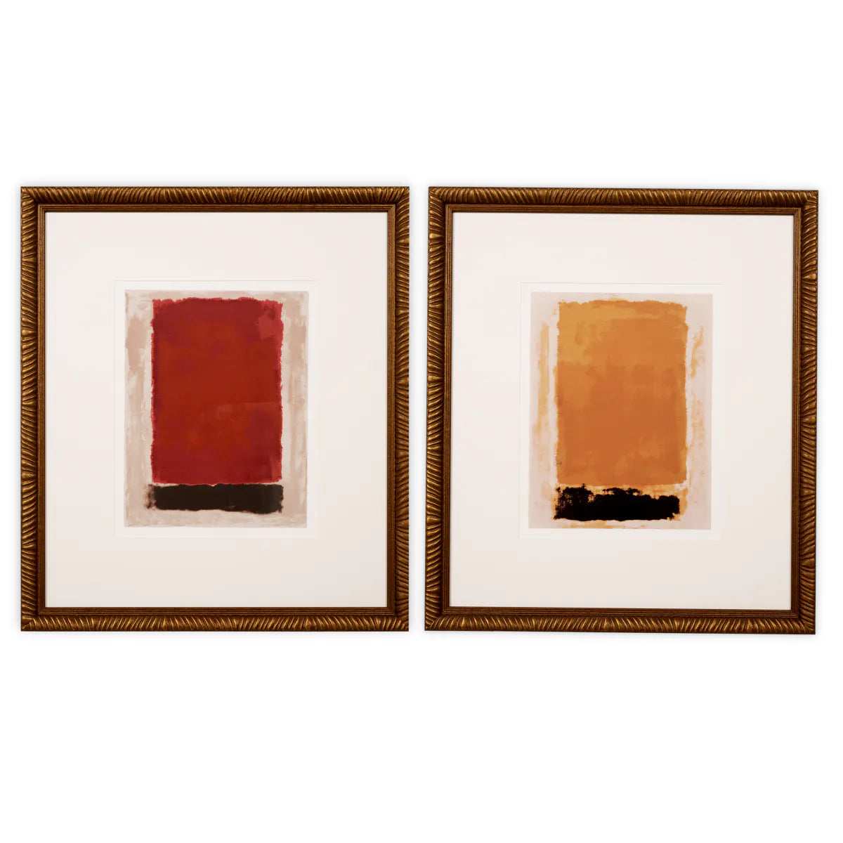 Print Abstract Art By Clément Garnier Set Of 2 - Antique Golden Frame