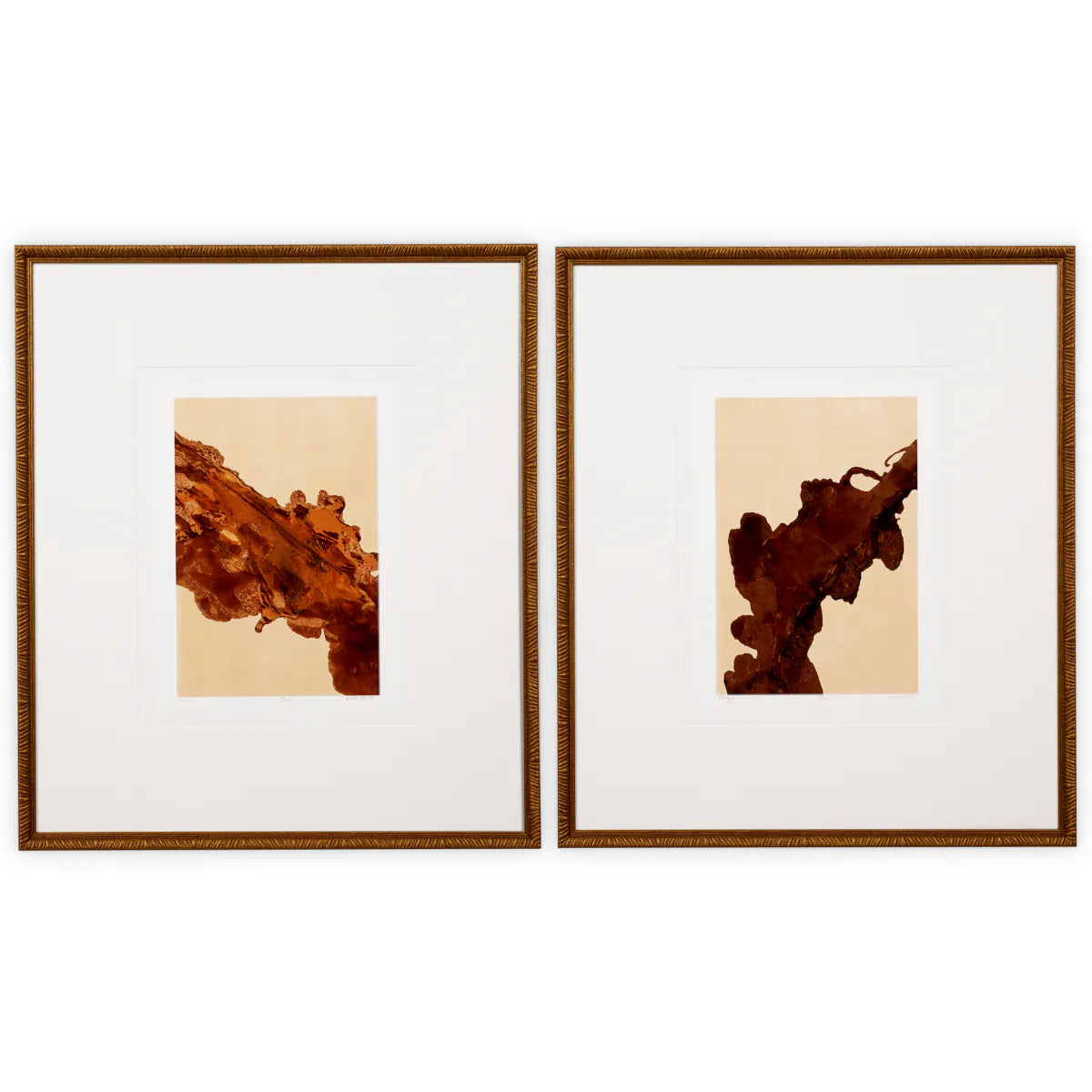 Print Mirage &amp; Rêverie By Bruno Bijaksic Set Of 2 - Antique Golden Frame