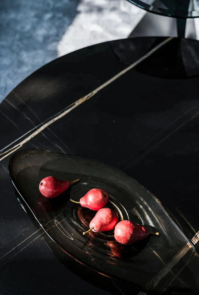 Spin Coffee Table - Black Gold Marble + Black Steel Base