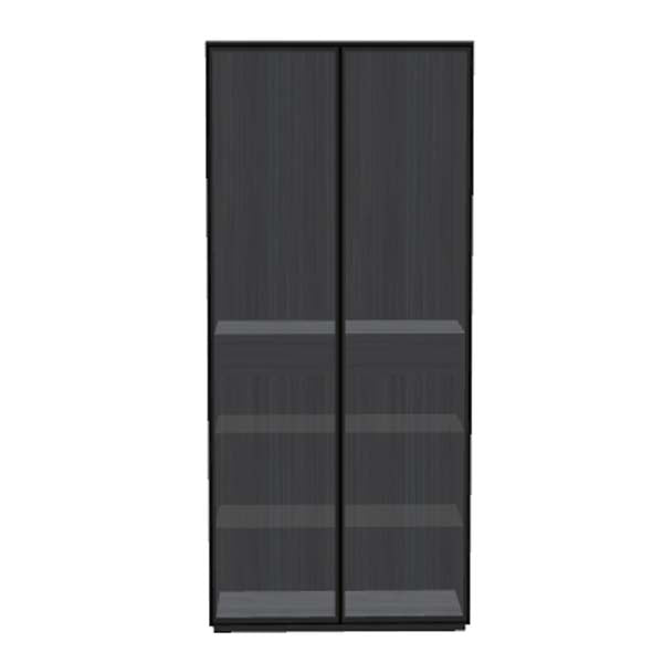 Content Cabinet - Charcoal + Black Aluminium Framed Glass Door