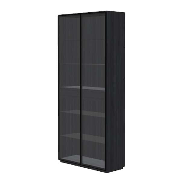 Content Cabinet - Charcoal + Black Aluminium Framed Glass Door