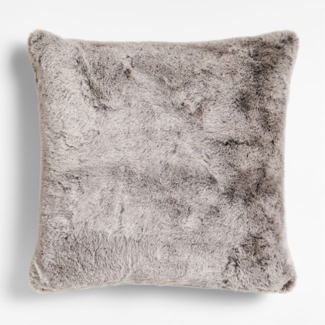 23x23 Grey Fur Faux Pillow Cover Prelude Living