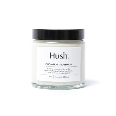 Hush Lemongrass Rosemary Essential Oil Candle 8oz