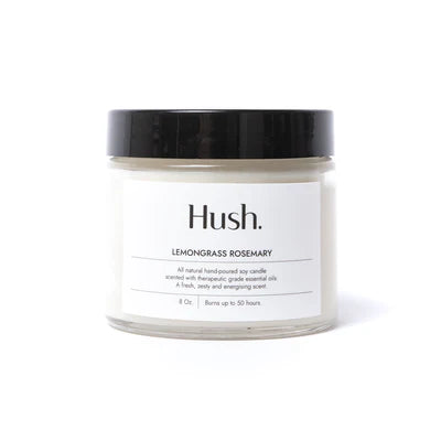 Hush Lemongrass Rosemary Essential Oil Candle 8oz