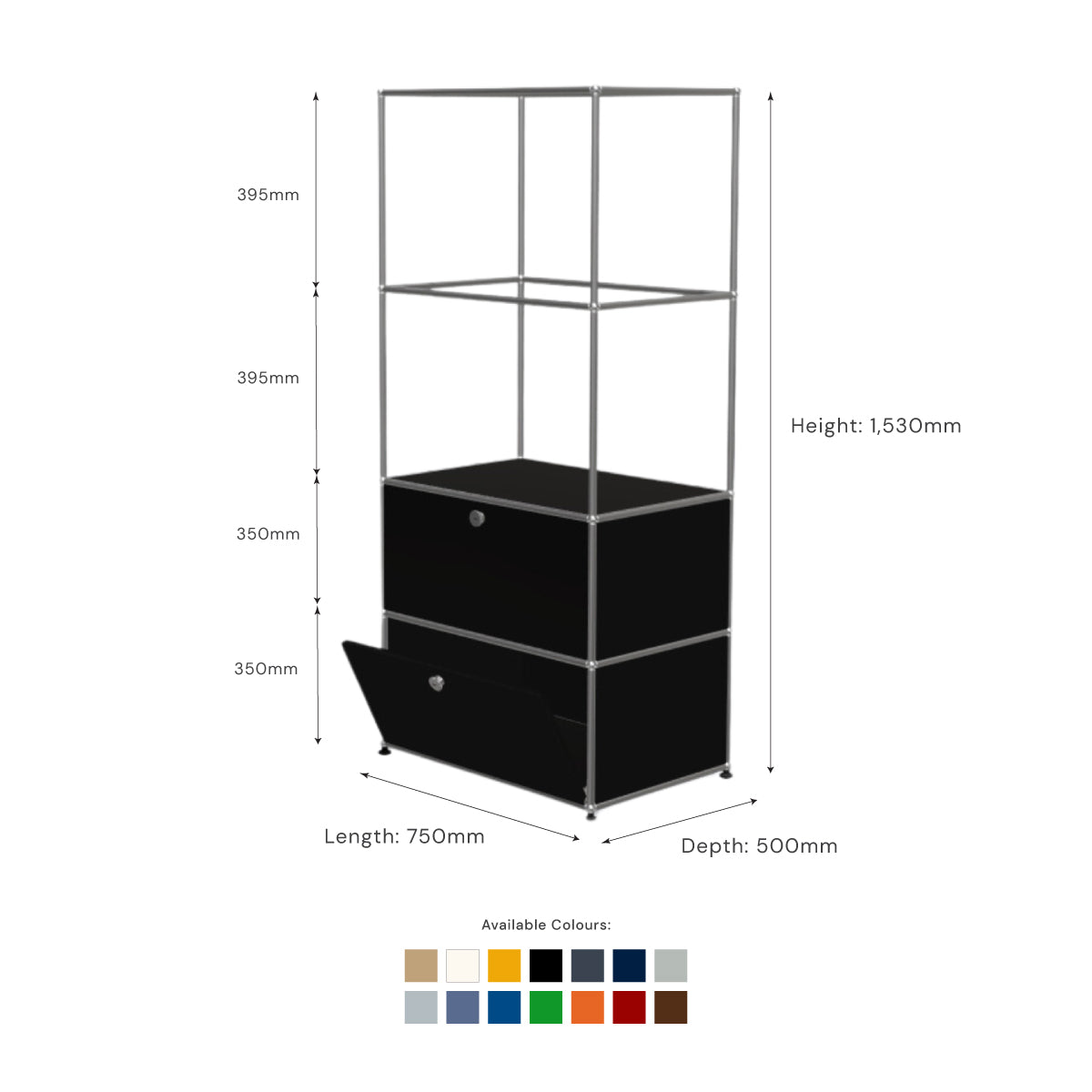 USM 4-Tier Shelving with Glass &amp; LED Lights