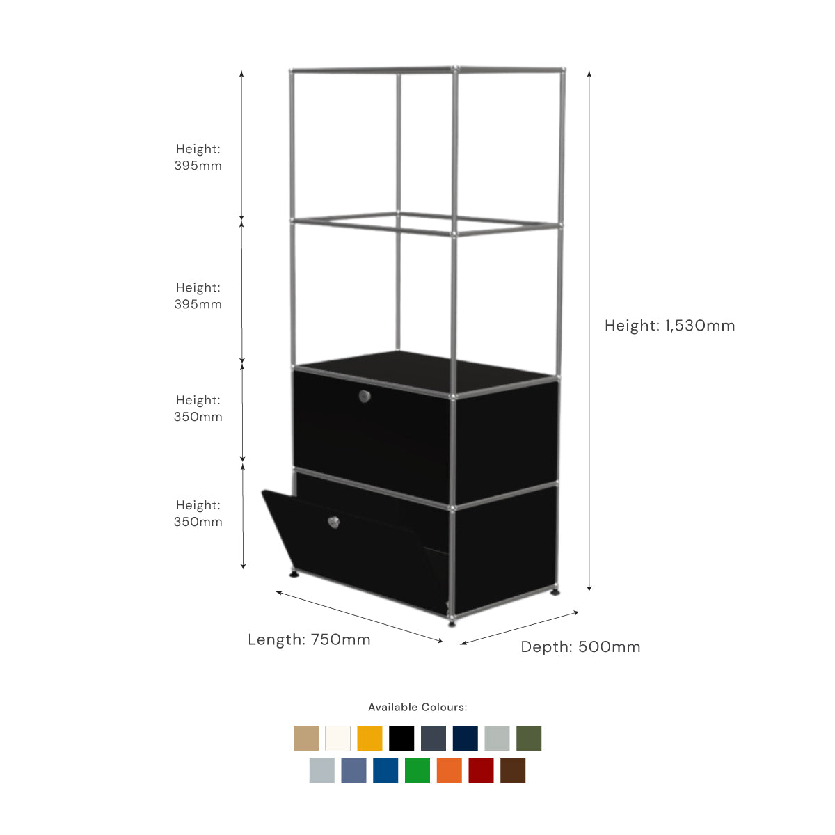 USM 4- Tier Shelving w/ Glass &amp; LED Lights