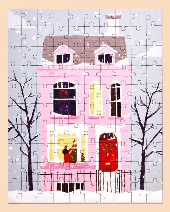 Christmas Pink House Puzzle by Maja Tomljanovic - 100 pieces