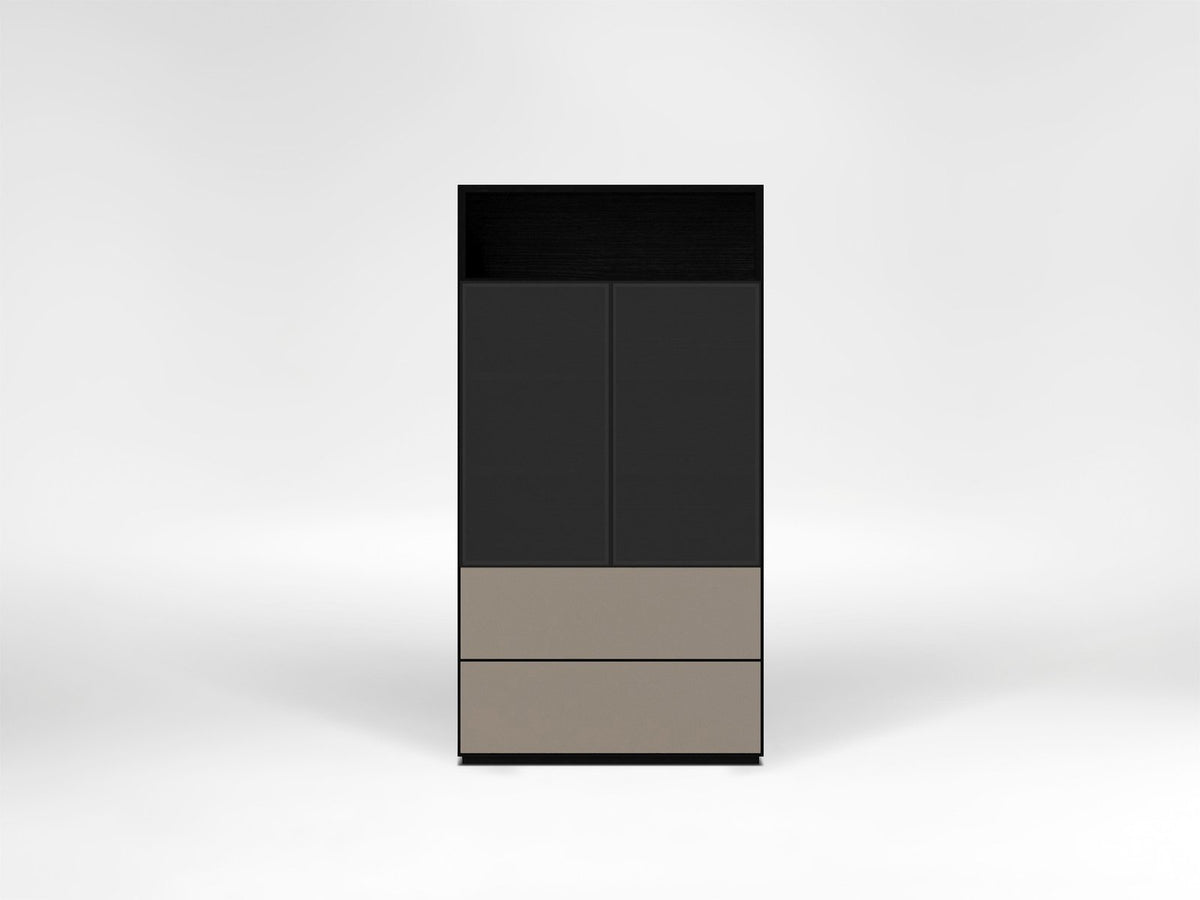 Content Cabinet - Charcoal + Black Aluminium Framed Glass Door