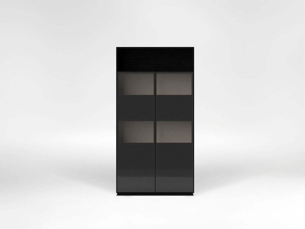 Content Cabinet - Charcoal + Black Aluminium Framed Glass Door